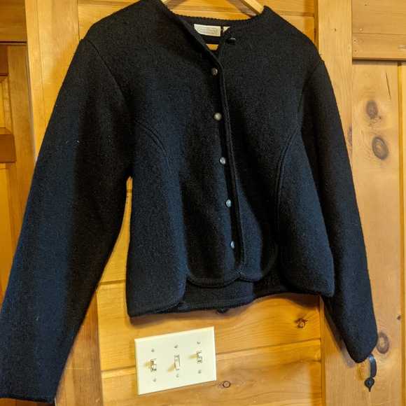 Black boiled wool jacket, size 10 - Picture 2 of 3